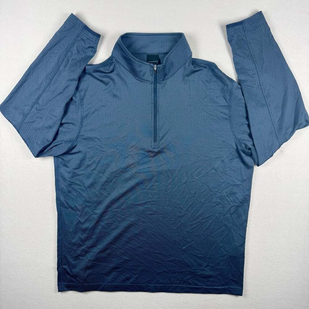 Dunning Golf 1/4-Zip Pullover Size L Blue Textured Houndstooth